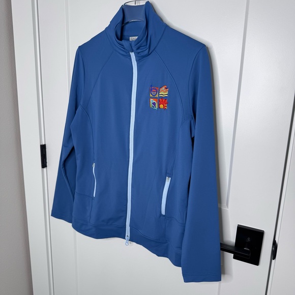 Peter Millar Womens Jacket Full Zip Teal Large UPF50+ Sun Protection W/Logo NWOT - Picture 3 of 7